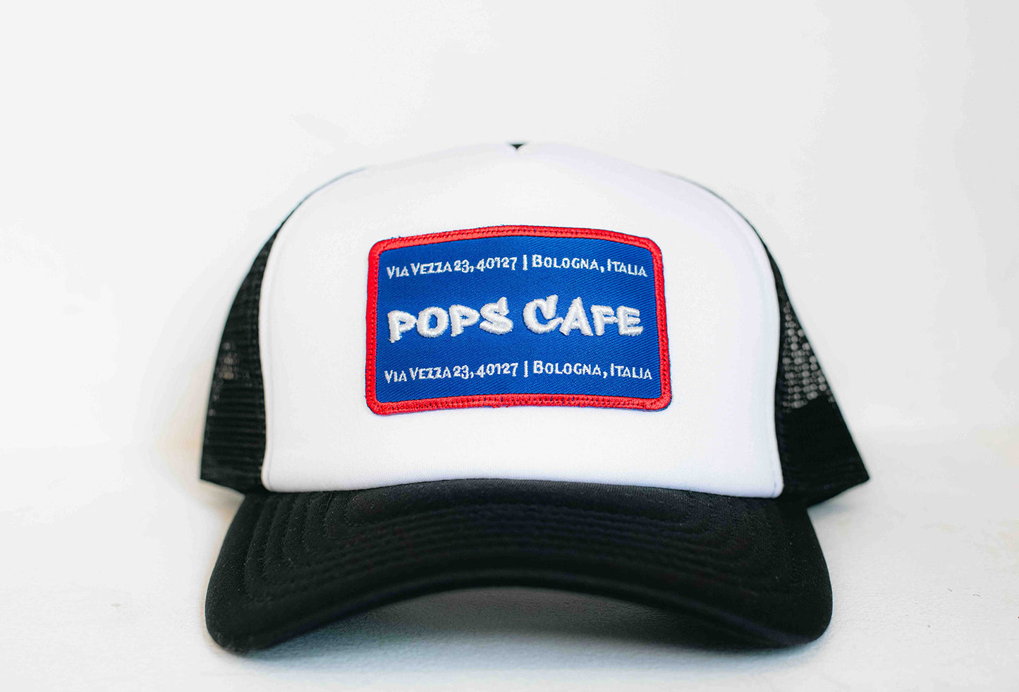 POPS CAFE RED / BLUE TRUCKER HAT