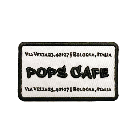 POPS CAFE BLACK / WHITE EMBROIDERED PATCH