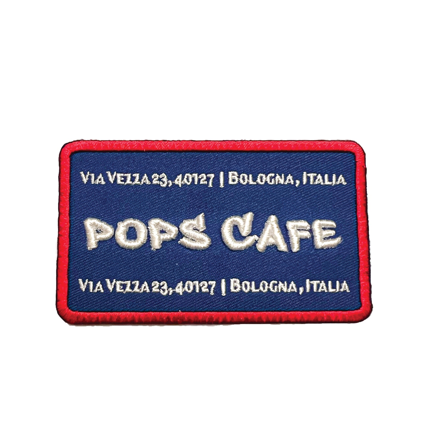 POPS CAFE RED / BLUE EMBROIDERED PATCH